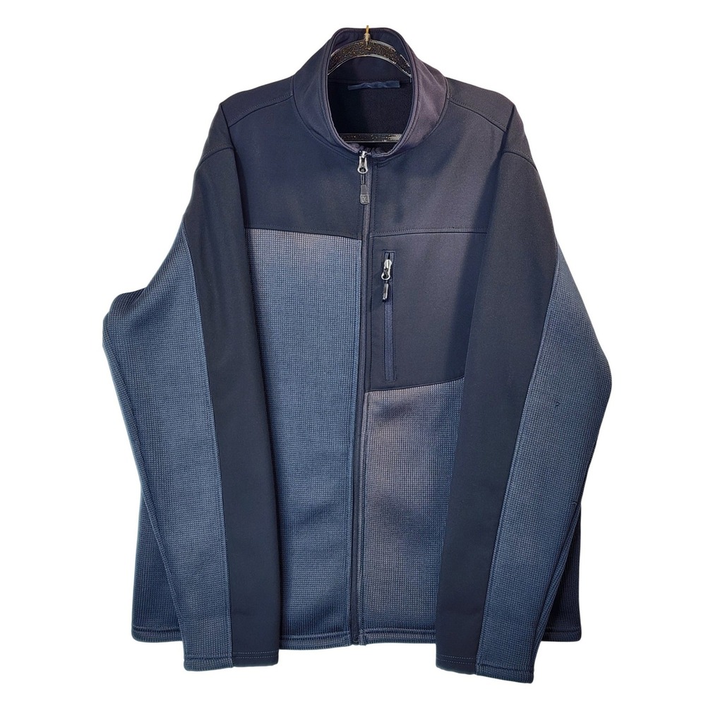 SwissTech Men Jacket L Greystone Full Zip Fleece Knit Hybrid‎ Outdoor Techwear
